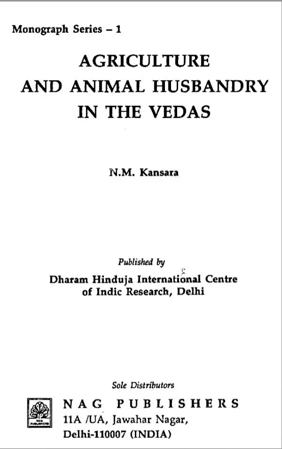 Agriculture and Animal Husbandry in the Vedas