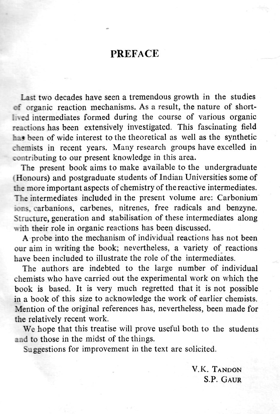 Reactive Intermediates in Organic Chemistry (1980)