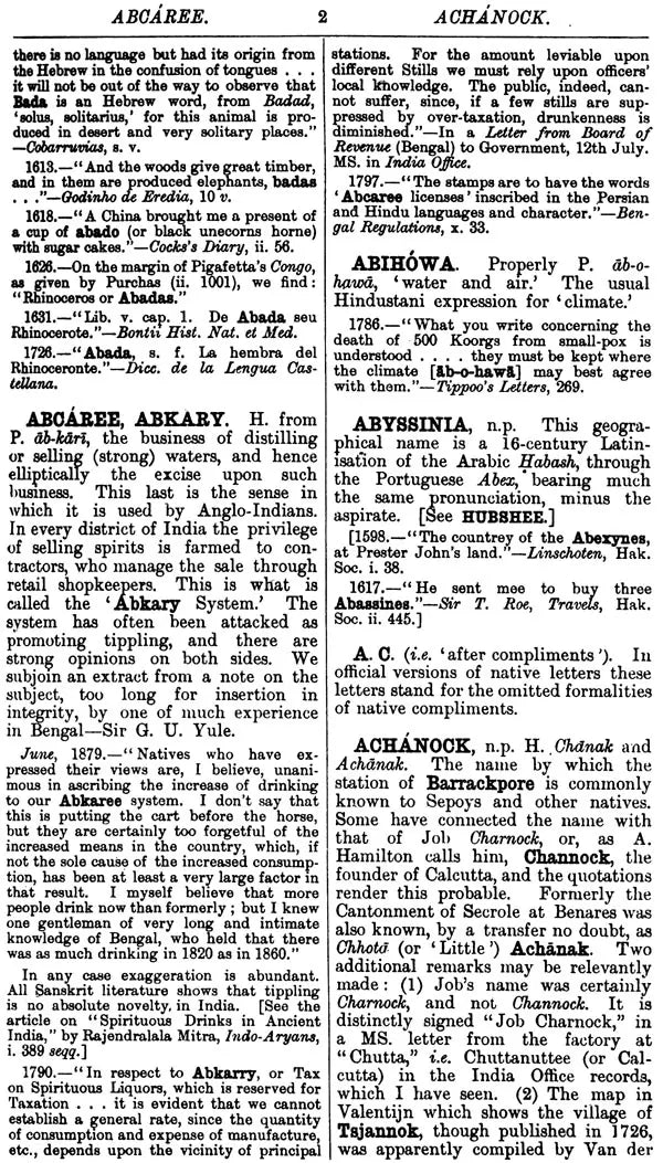Hobson Jobson - A Glossary of Collquial Anglo-Indian Words and Phrases, and of Kindred Terms, Etymological, Historical, Geographical and Discursive