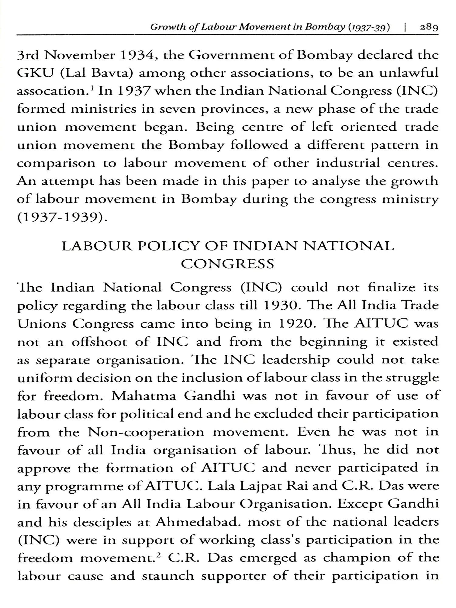 Industrial Development and Labour Movement in India