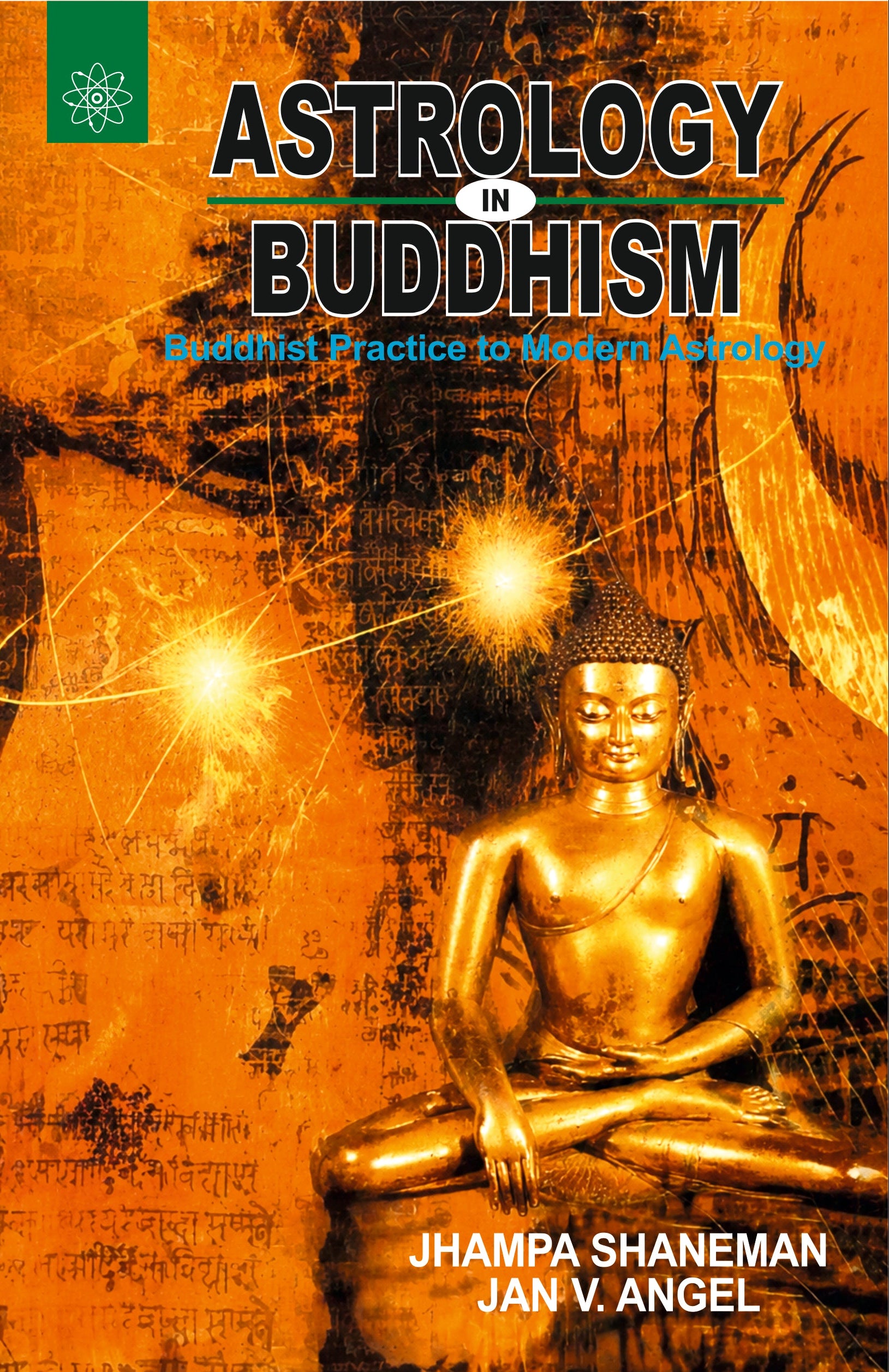 Book cover of 'Astrology in Buddhism' with a statue of Buddha and astrological symbols.
