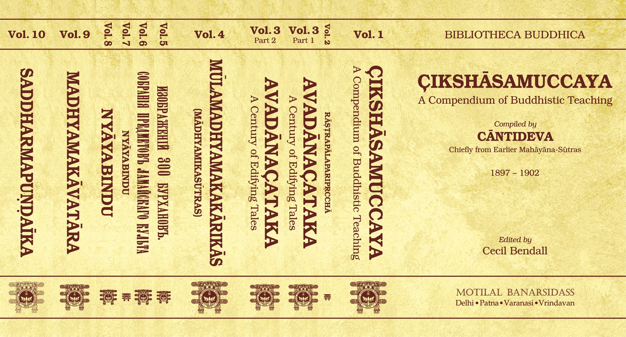 Cover of a book titled 'Bibliotheca Buddhica' with various titles and authors listed.