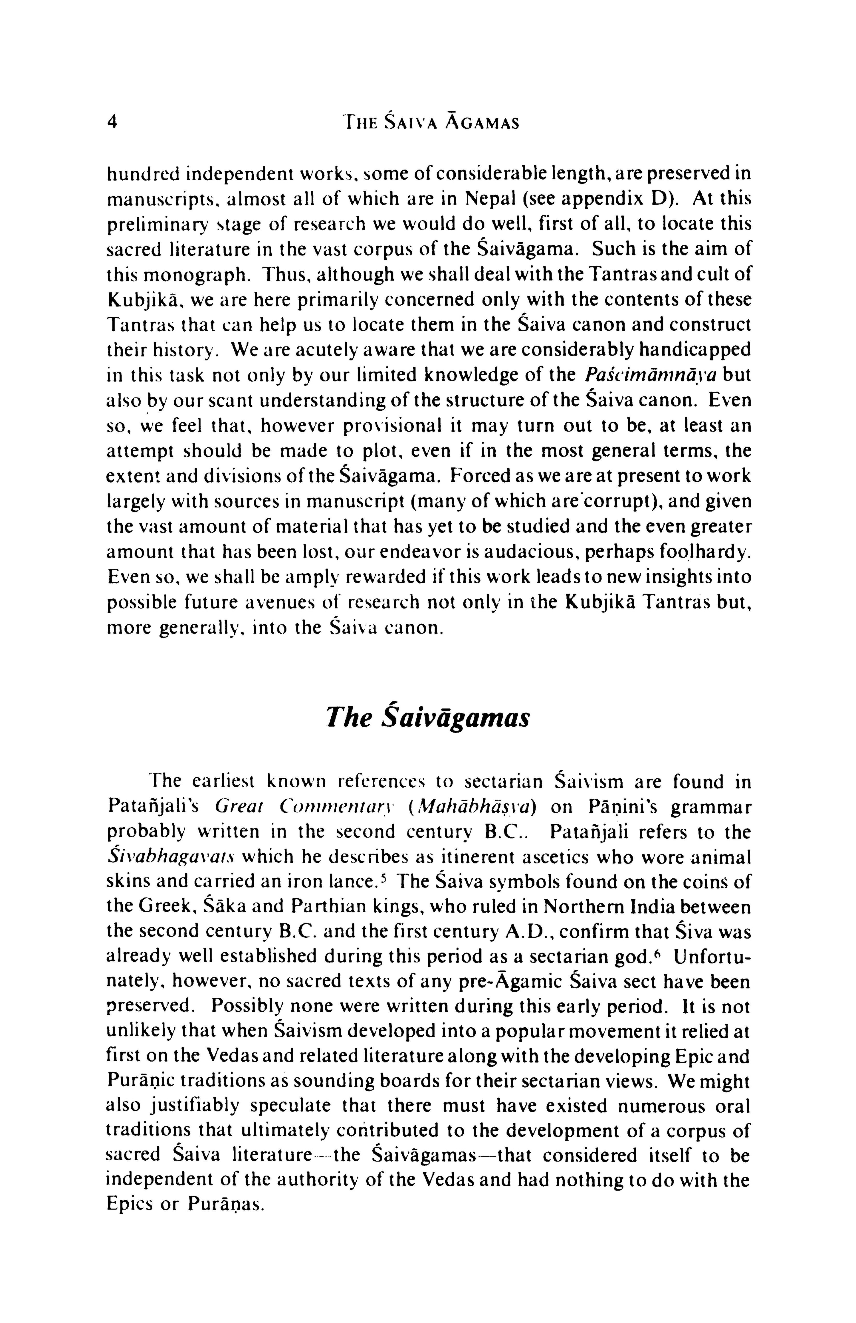 The Canon of the Saivagama and the Kubjika Tantras of the Western Kaula Tradition