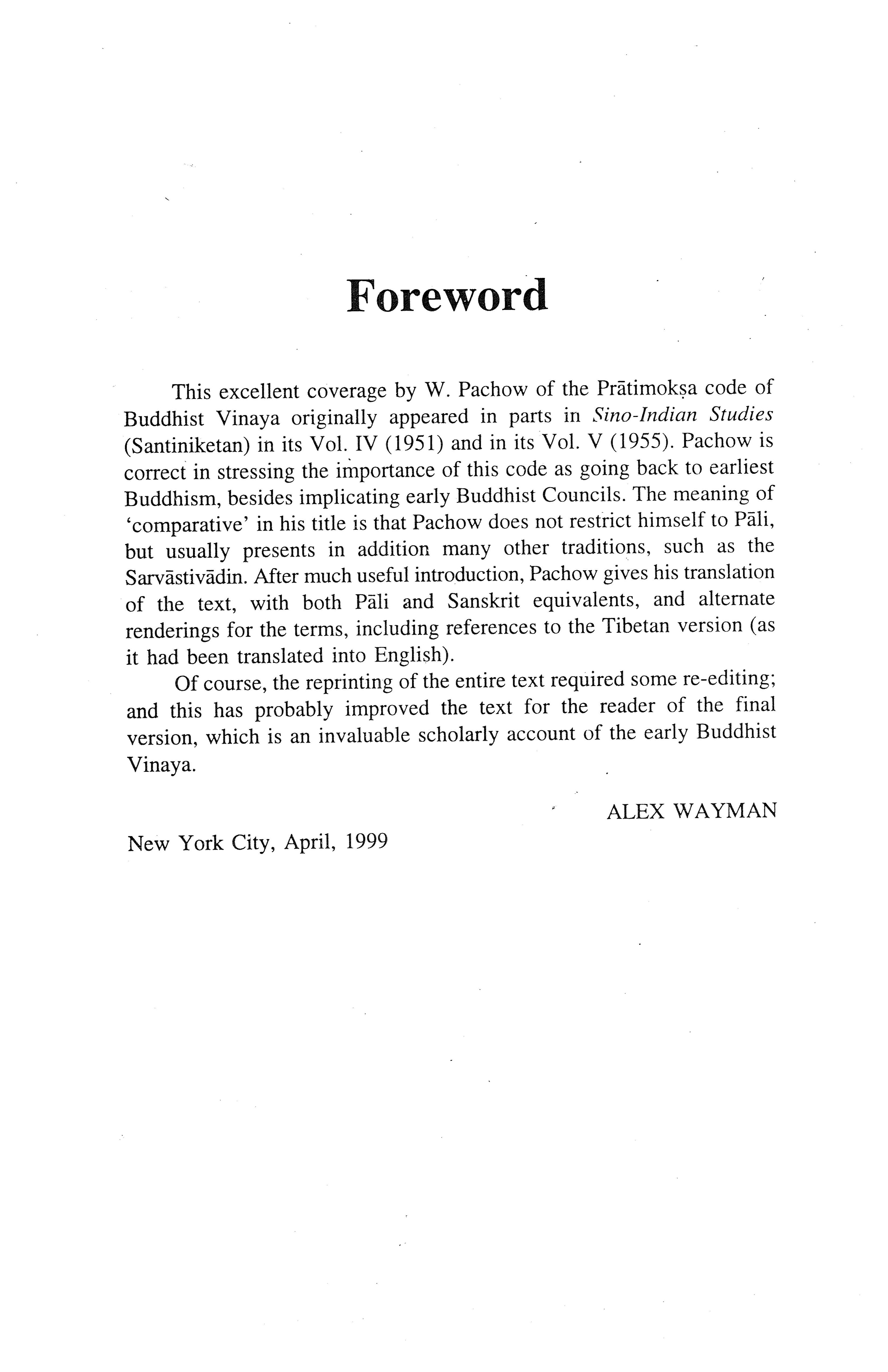 A Comparative Study of the Pratimoksha