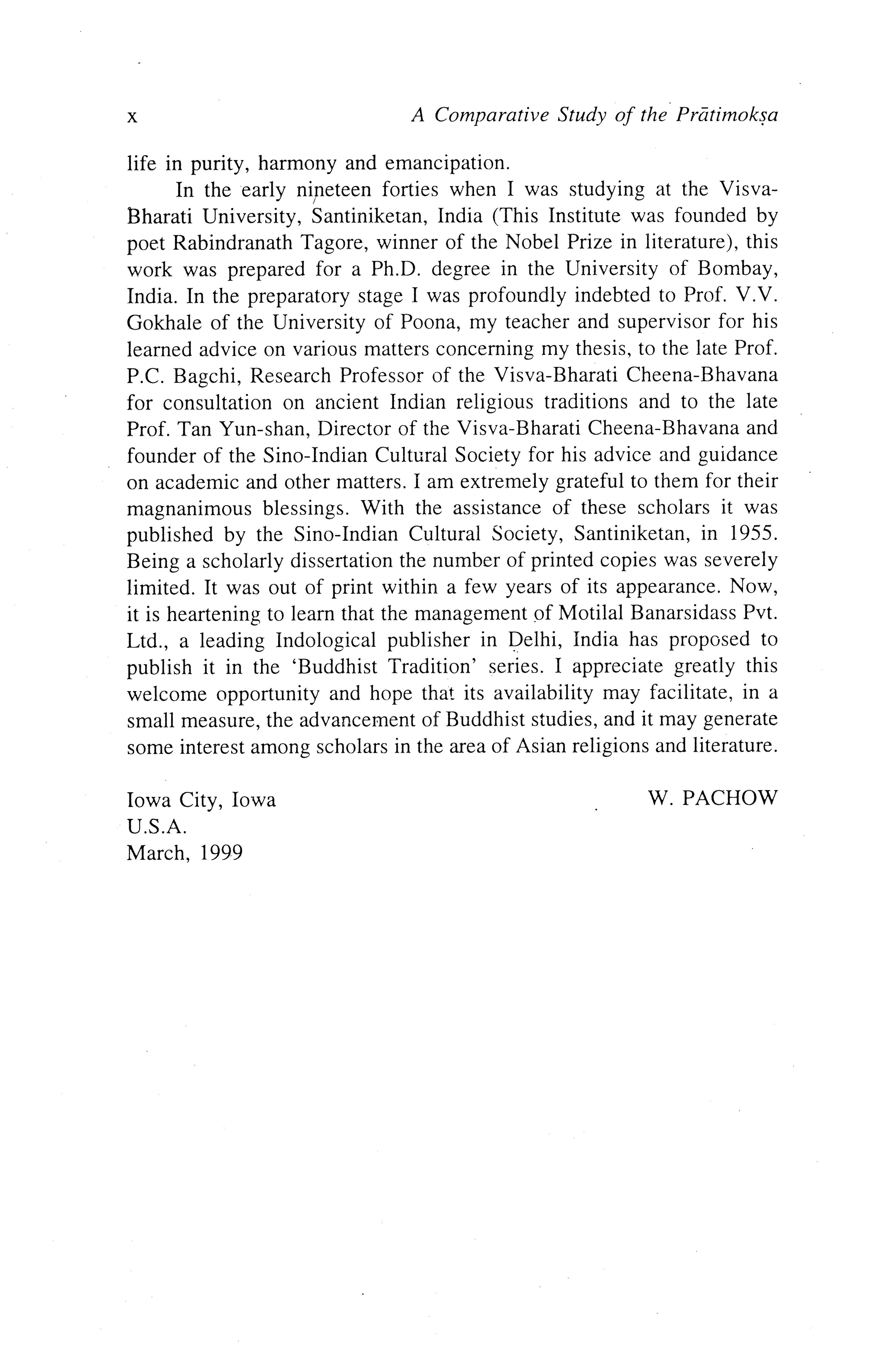 A Comparative Study of the Pratimoksha