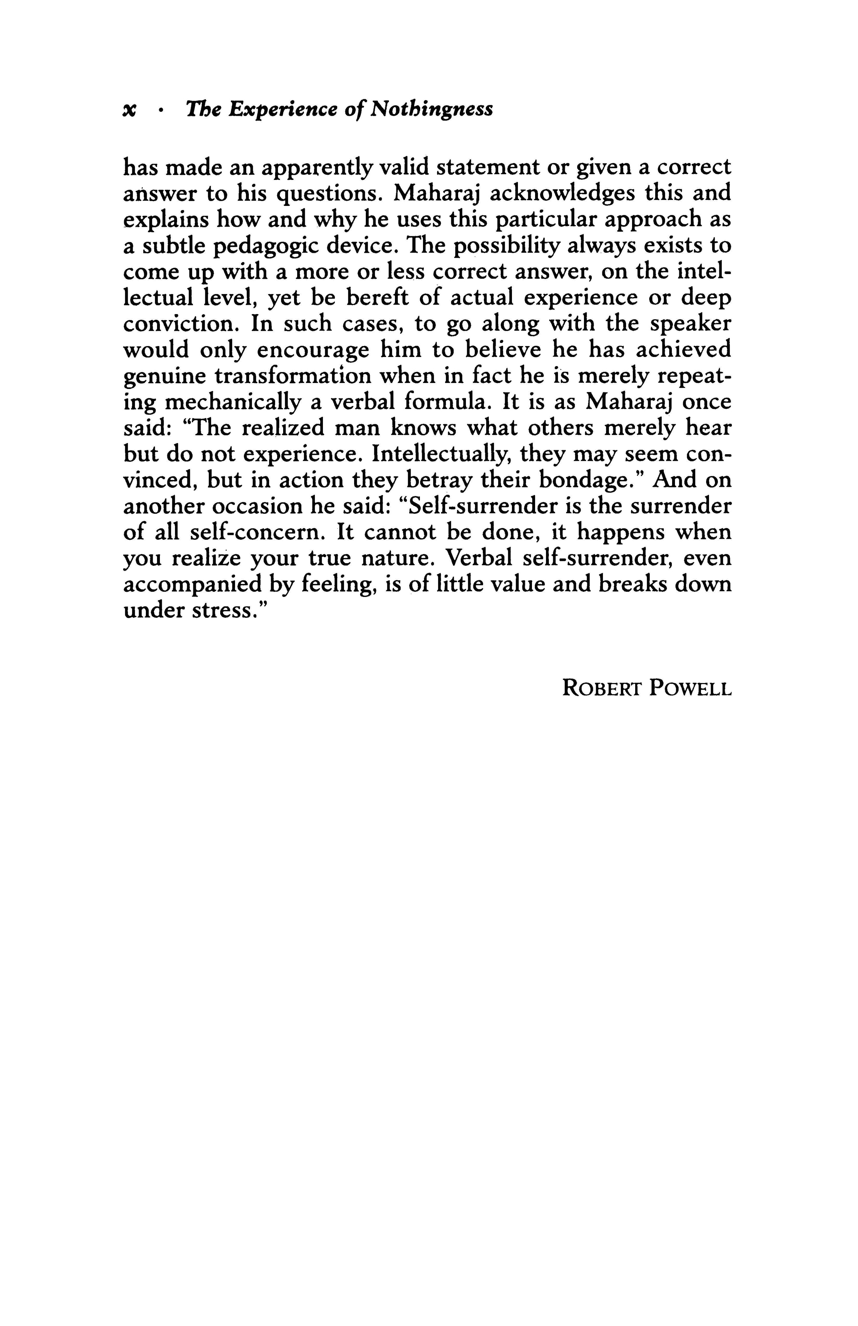 The Experience of Nothingness