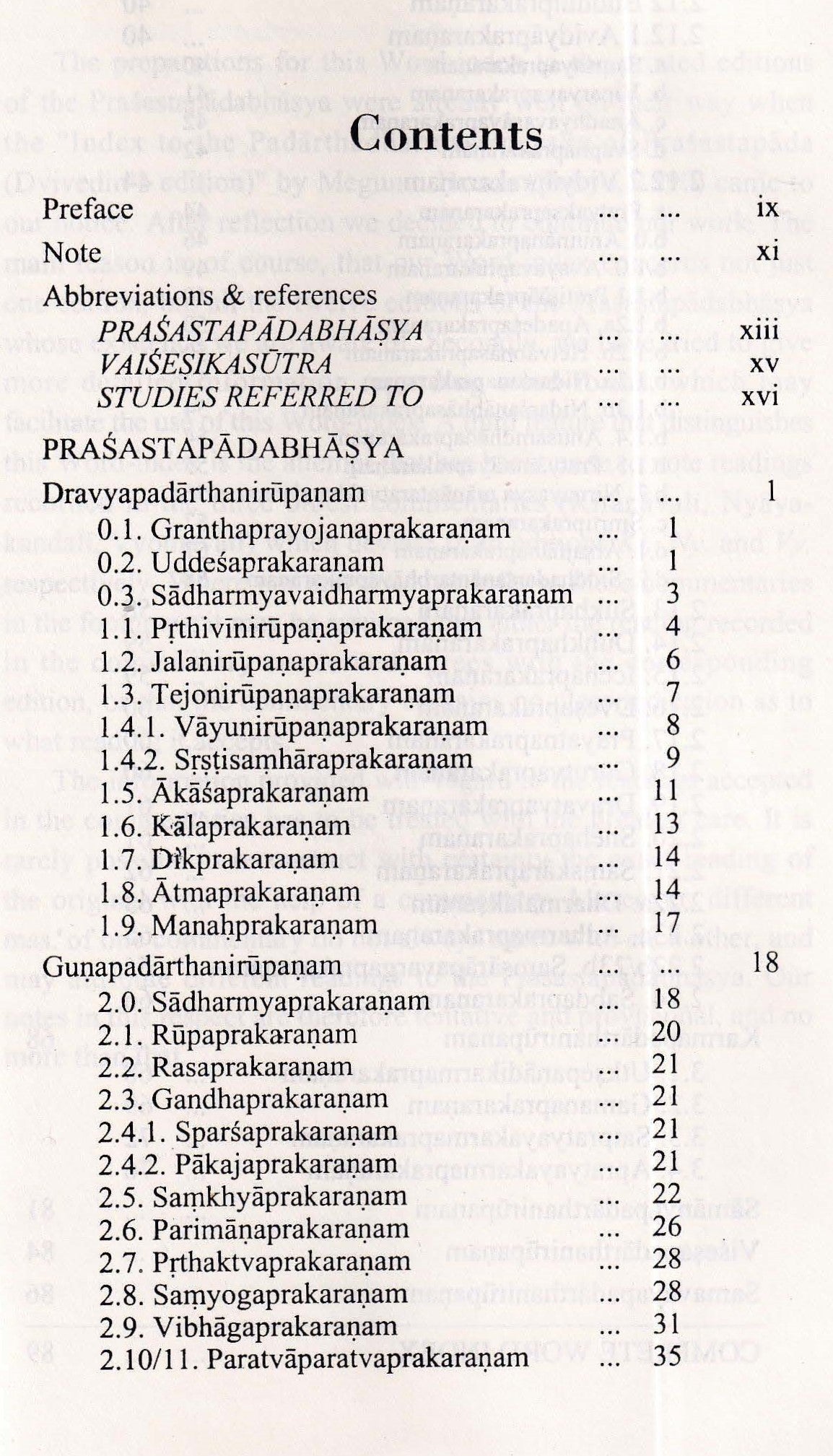 Word Index To The Prasastapadabhasya