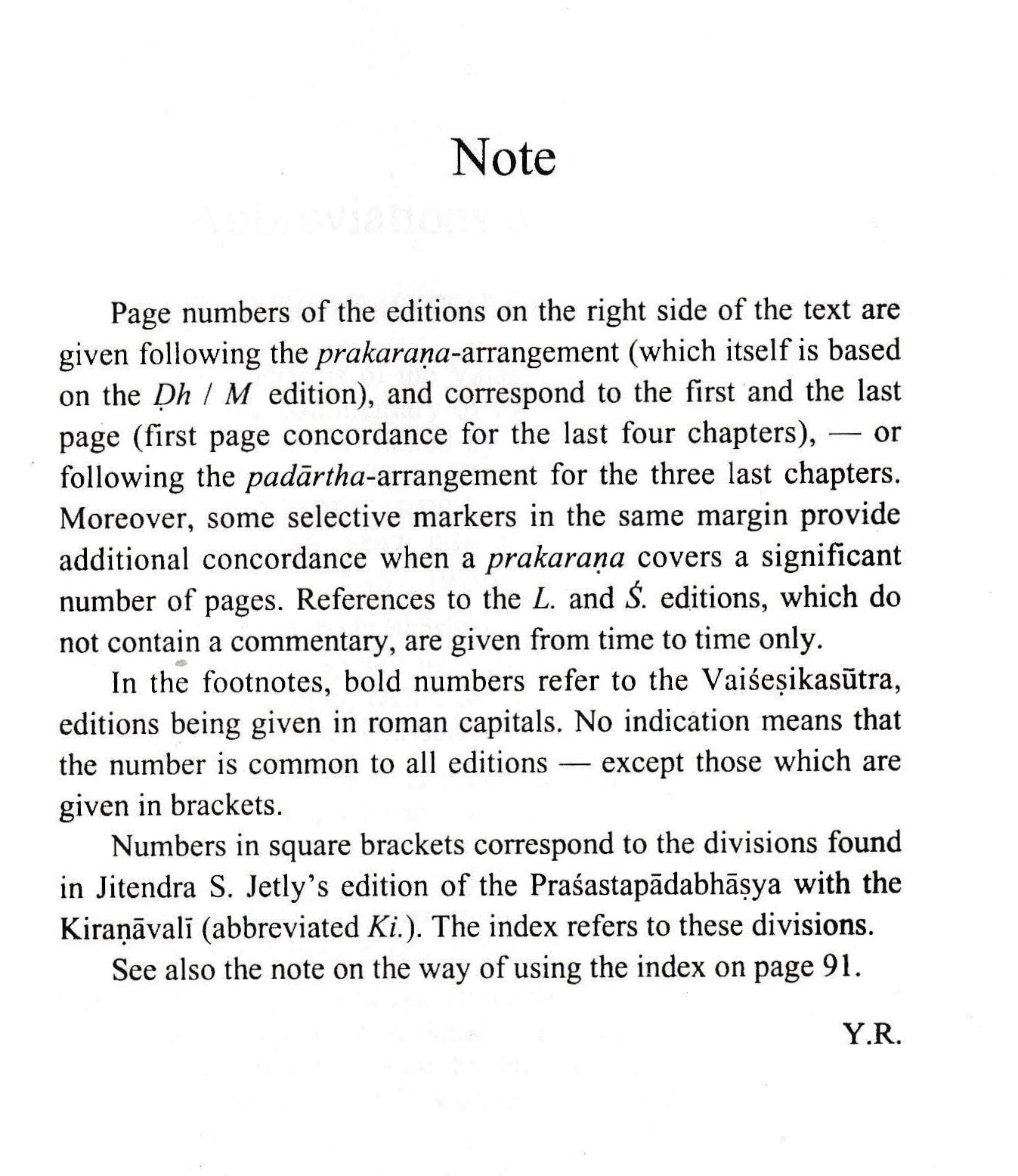 Word Index To The Prasastapadabhasya