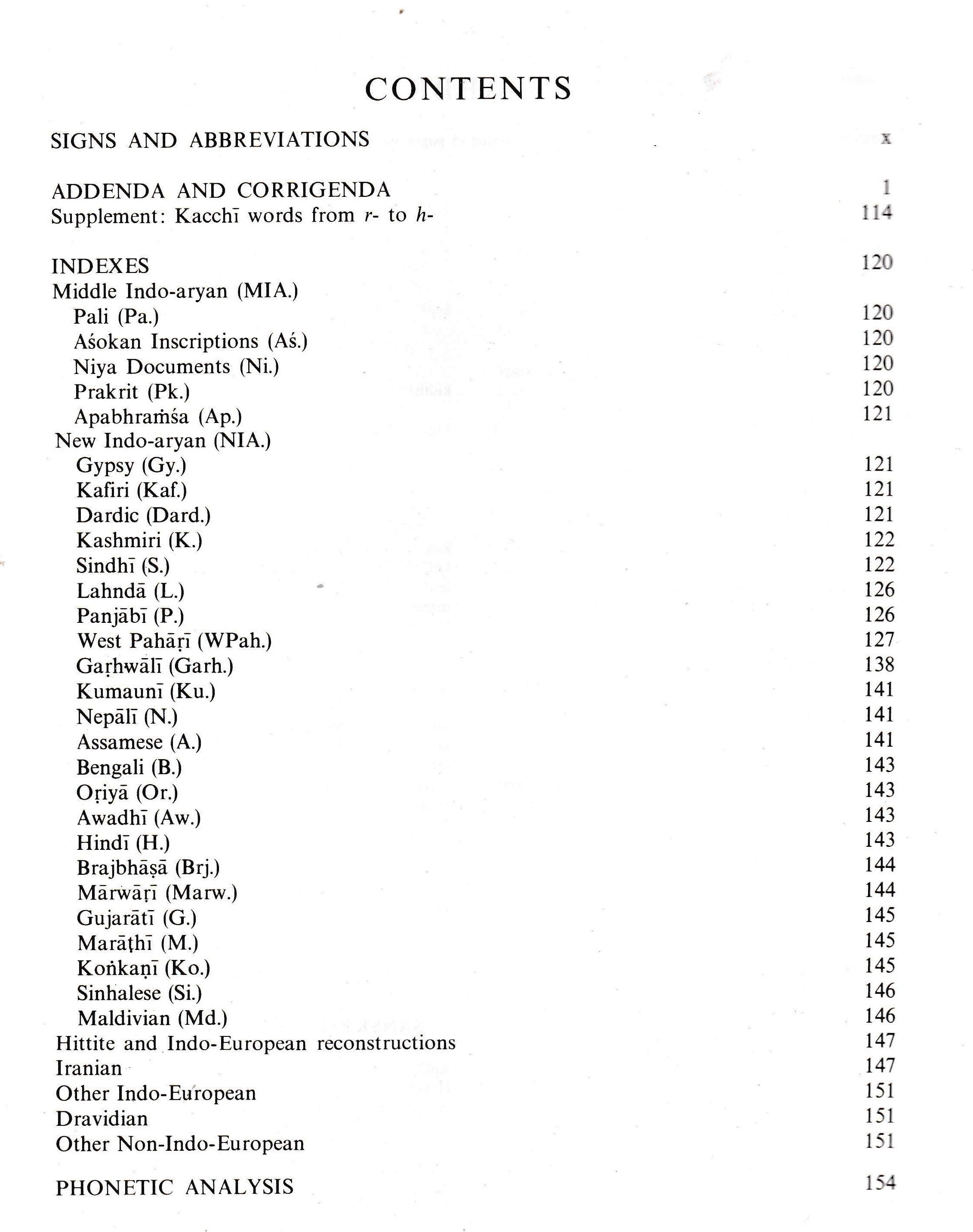 A Comparative Dictionary of the Indo-Aryan Languages (4 Vols.)