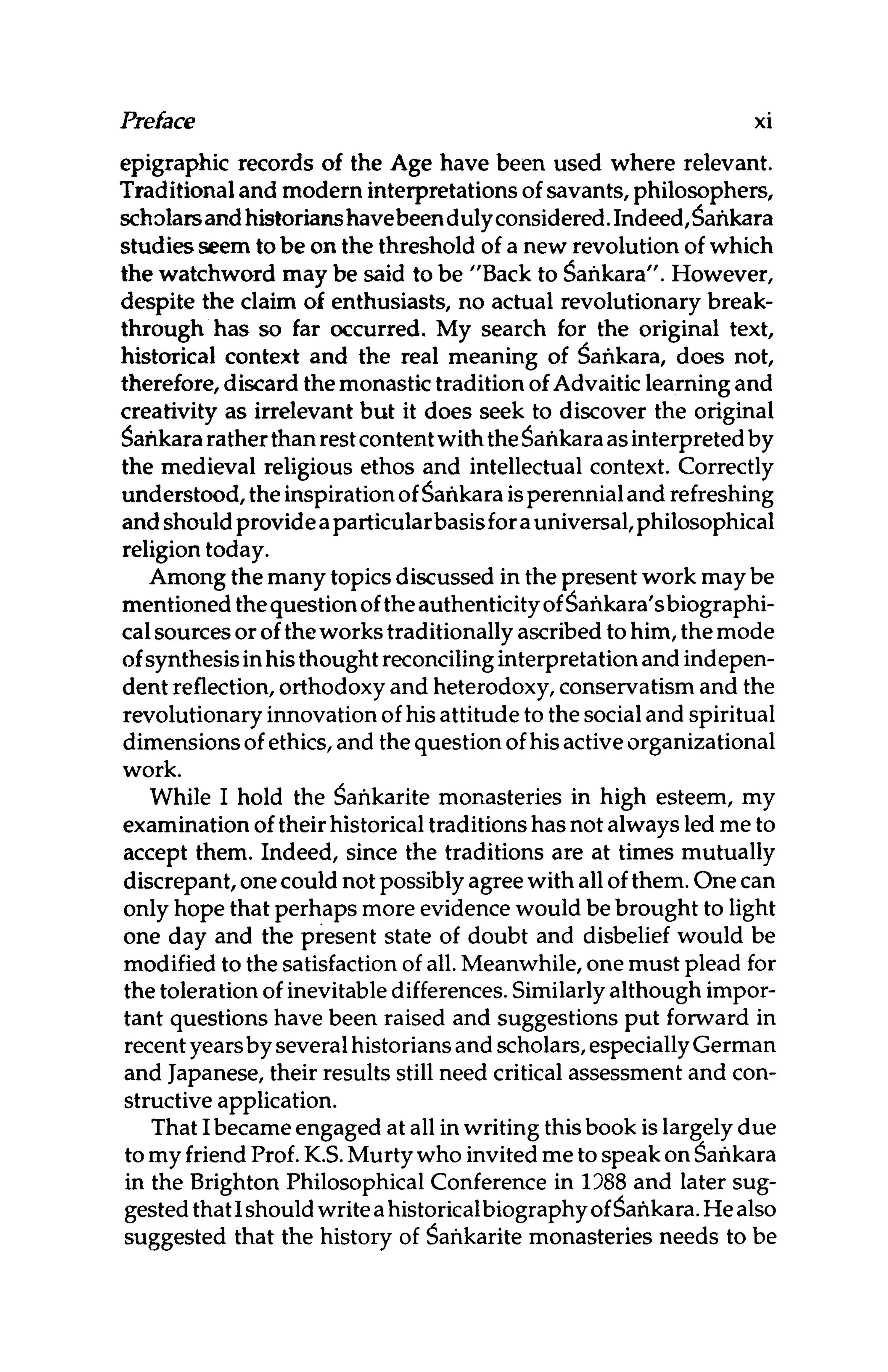Life and Thought of Sankaracarya