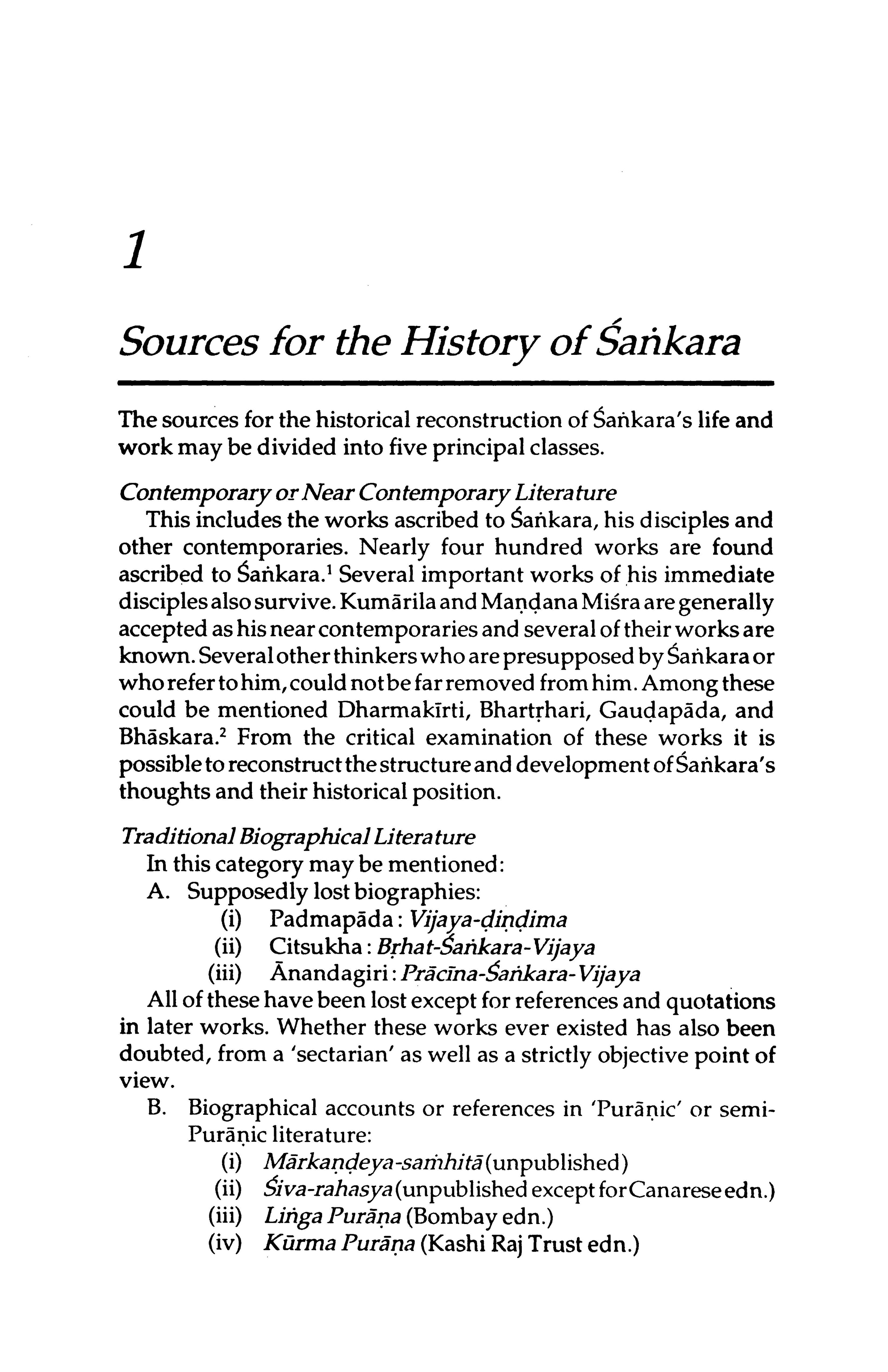Life and Thought of Sankaracarya