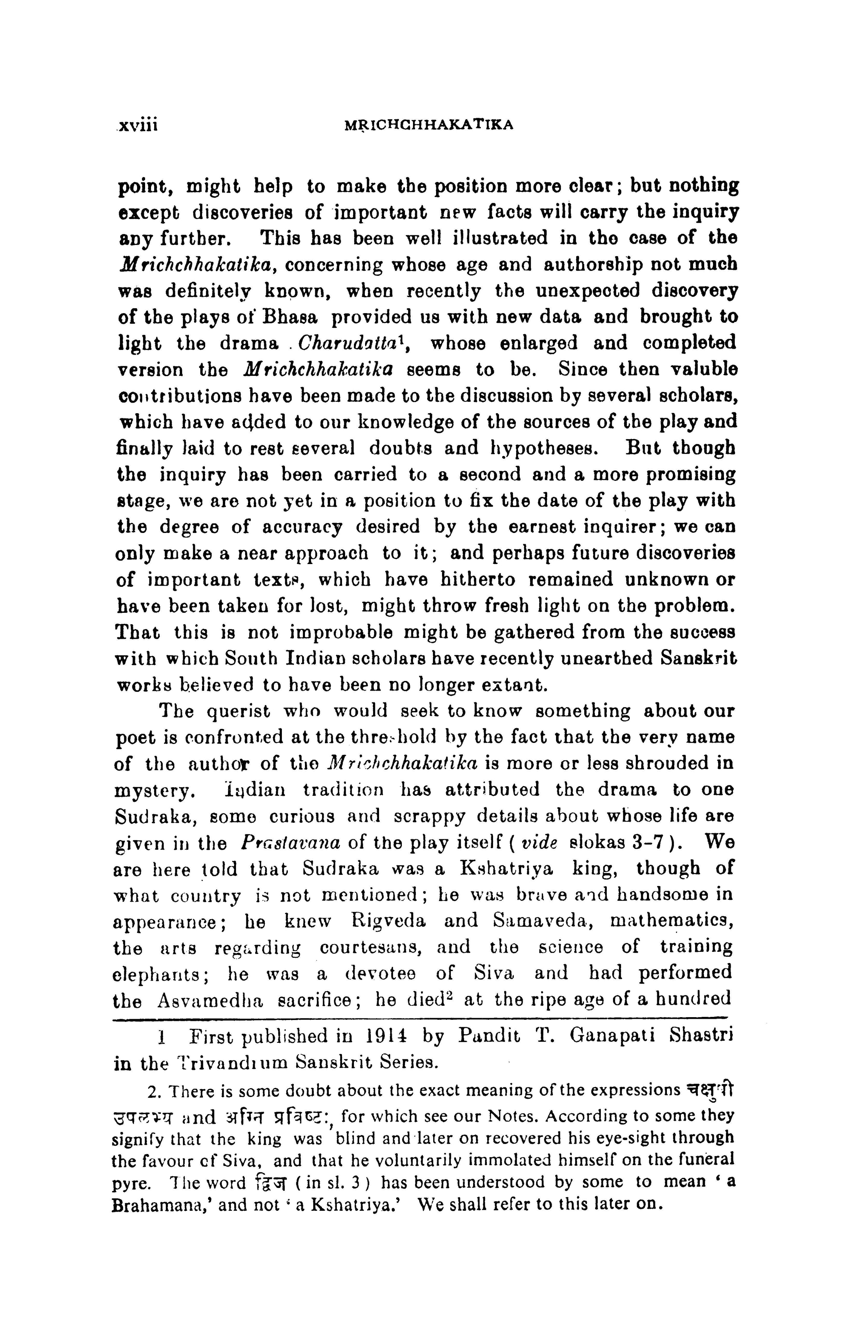The Mrichchhakatika of Sudraka