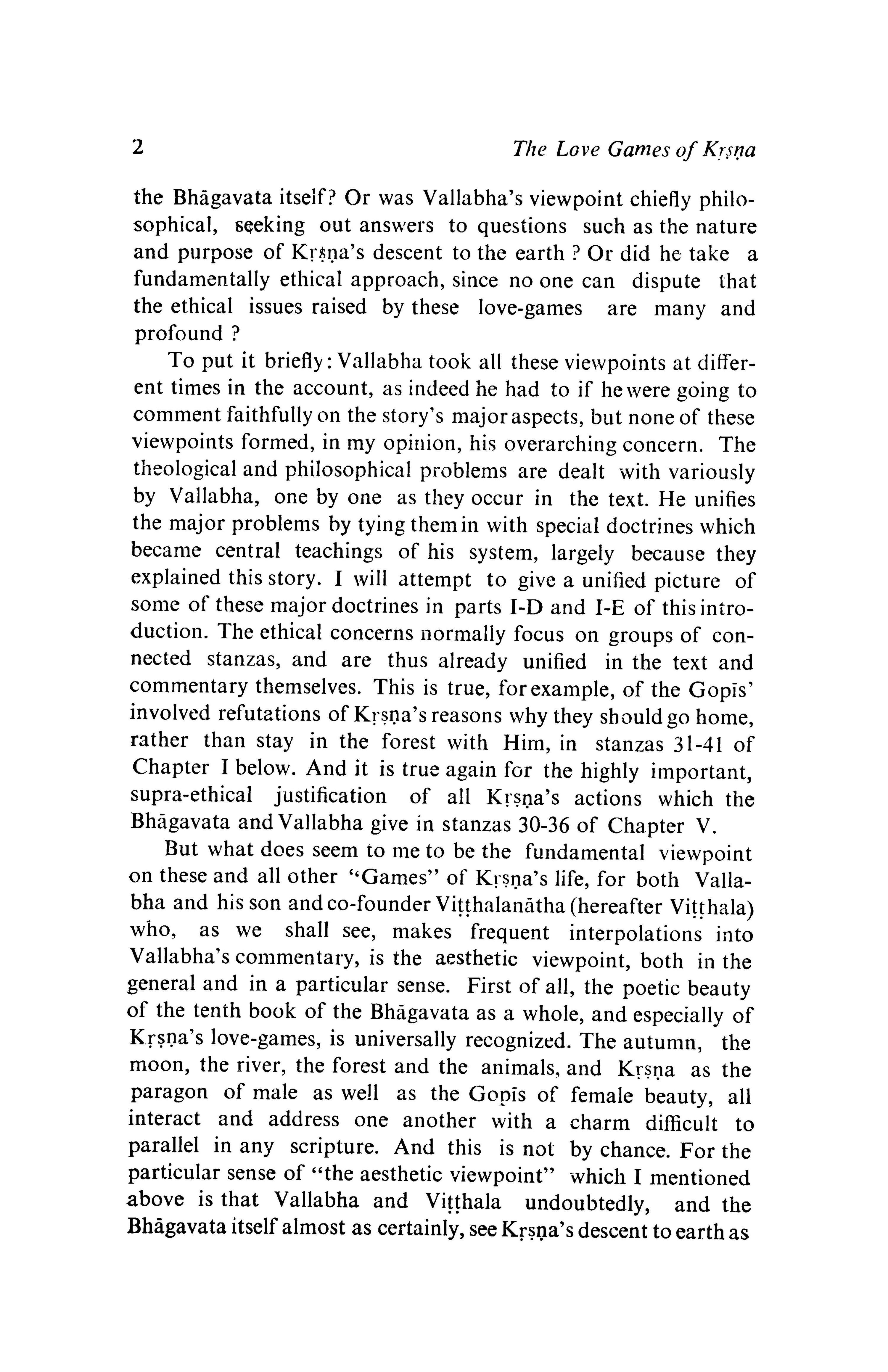Vallabhacarya on the Love Games of Krsna