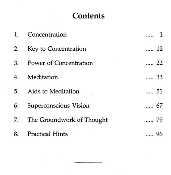 Concentration and Meditation