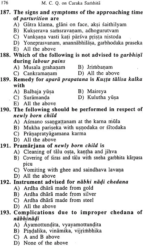 Multiple choice Questions on Caraka Samhita: For Ayurvedic Competitive Examinations