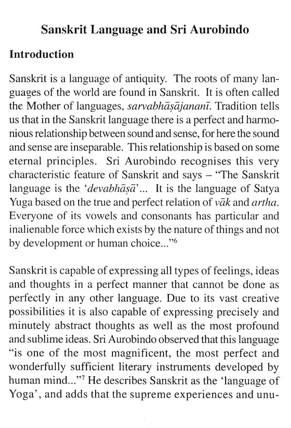 Sri Aurobindo and Sanskrit