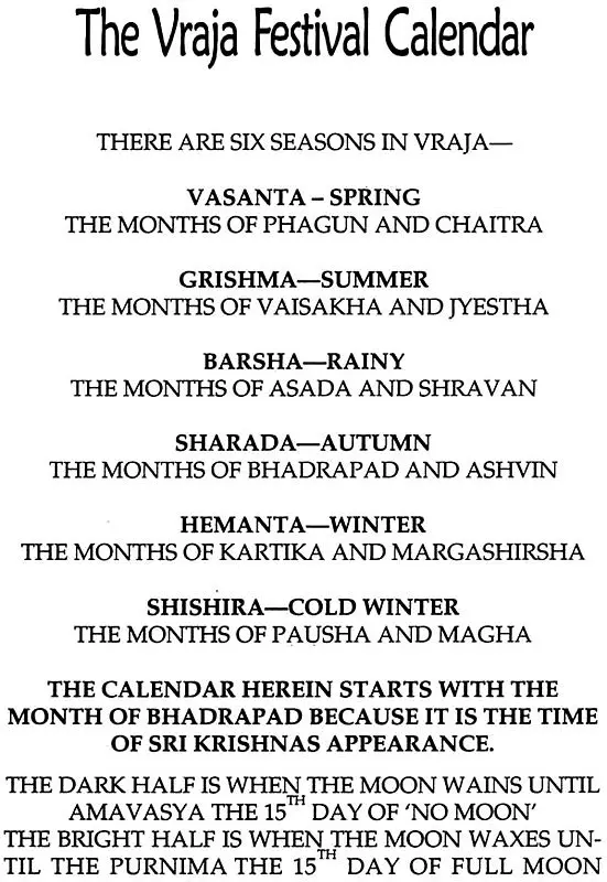 The Vraja Festival Calendar (2011 Edition)