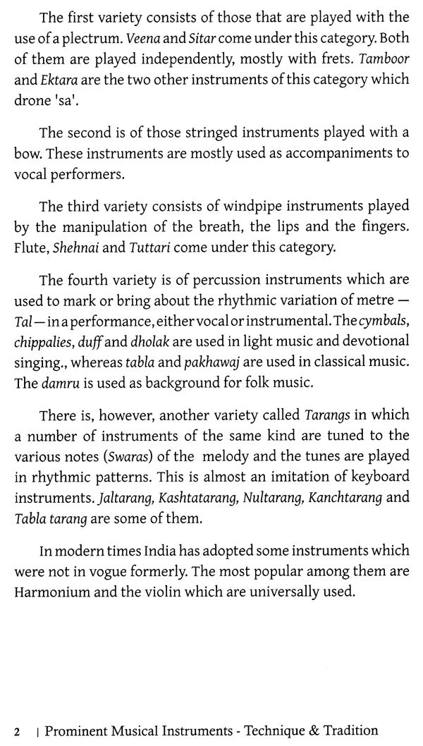 Prominent Musical Instruments-Technique and Tradition