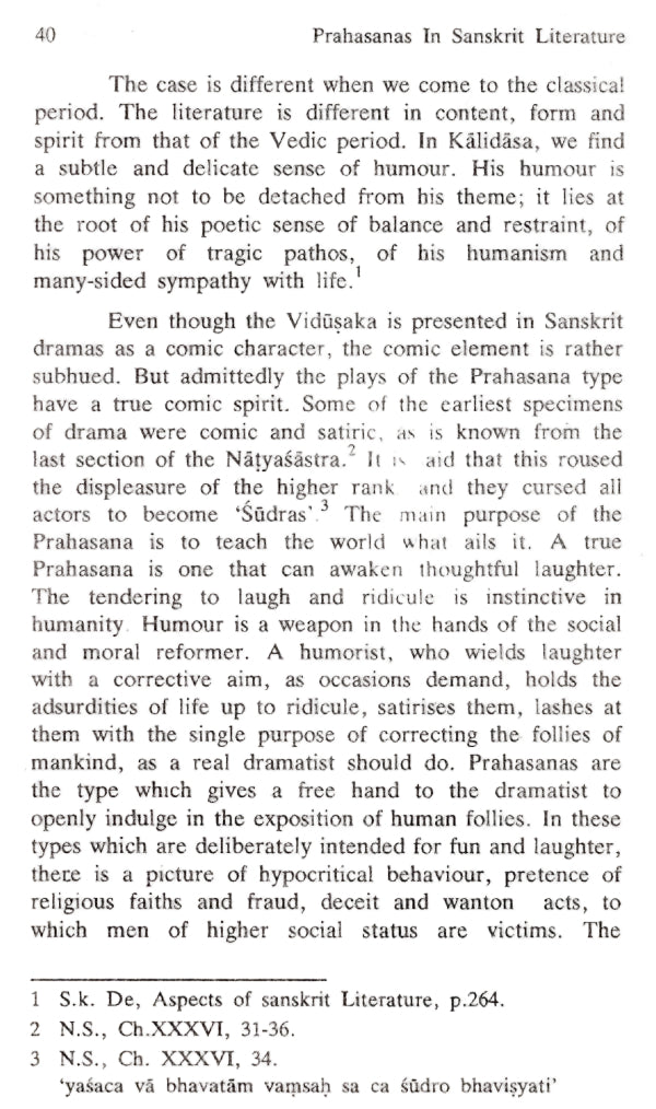 Prahasanas in Sanskrit Literature and Kerala Stage